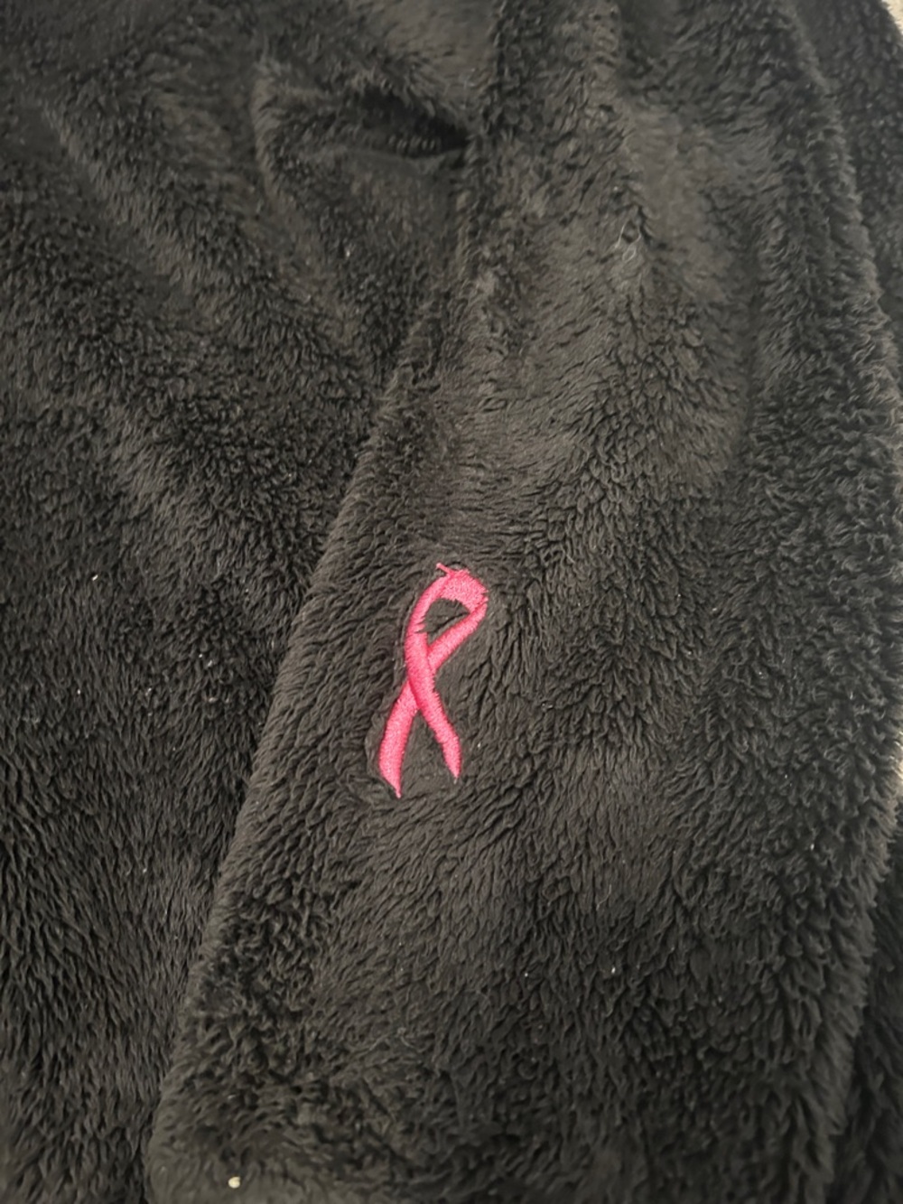 The North Face Black Fleece Jacket with Pink Logo and Ribbon - Picture 2 of 6